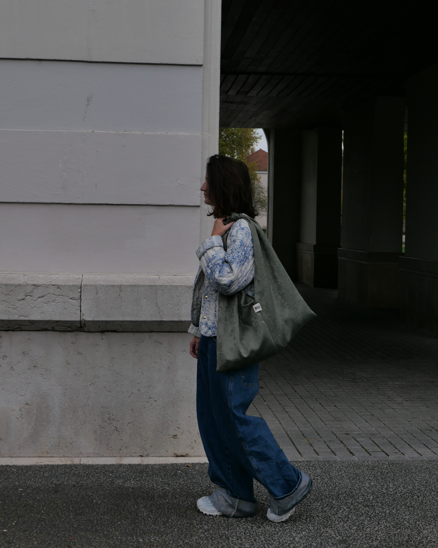 Hobo bag velours kaki