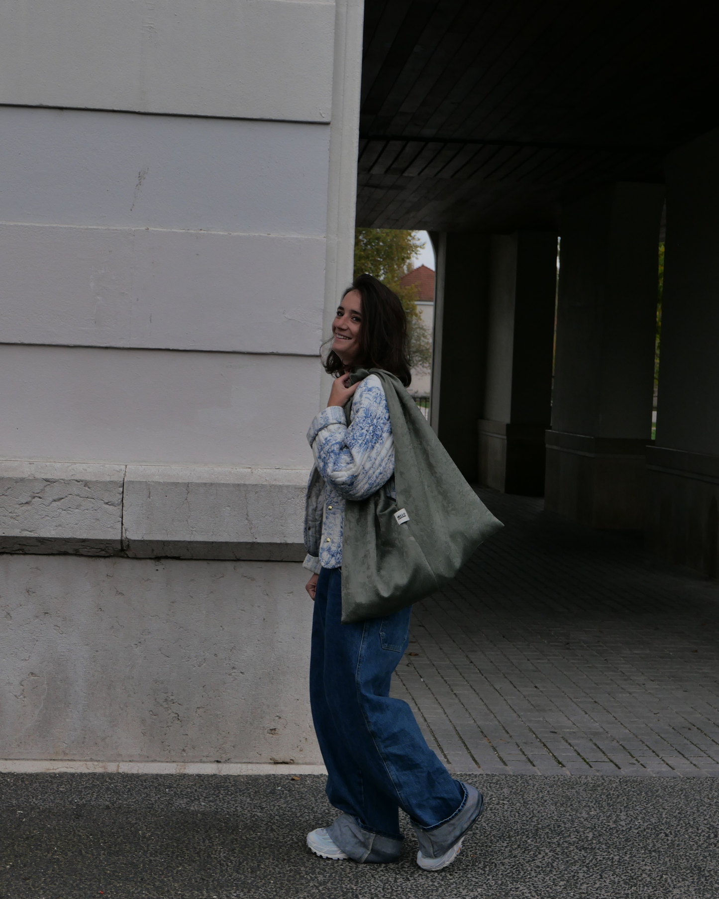 Hobo bag velours kaki