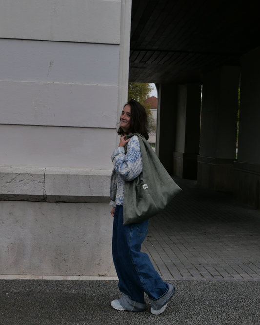 Hobo bag velours kaki